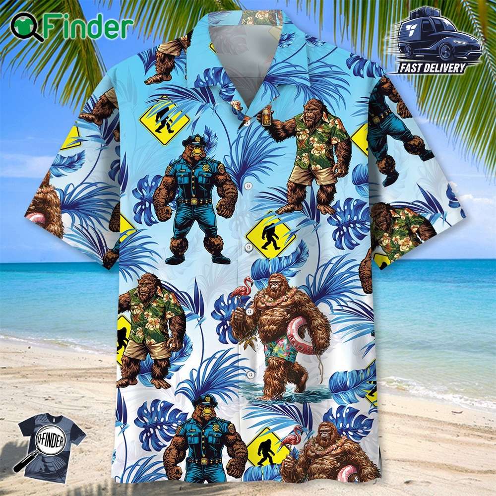 Bigfoot Crossing Hawaiian Shirt Bigfoot Crossing Hawaiian Shirt