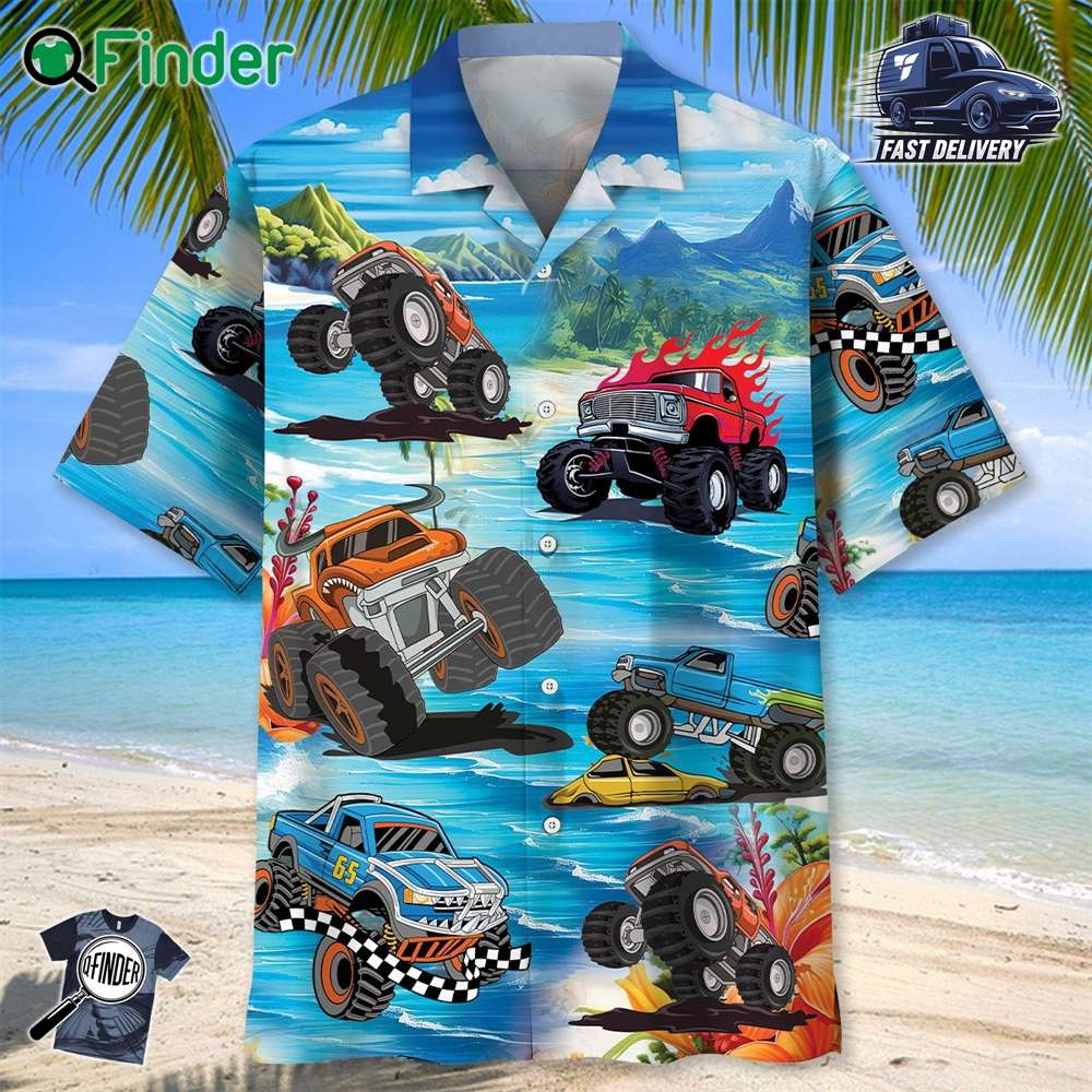 Beach Monster Truck Hawaiian Shirt Beach Monster Truck Hawaiian Shirt