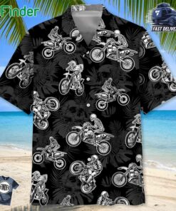 Black Dirt Bike Racing Hawaiian Shirt Men