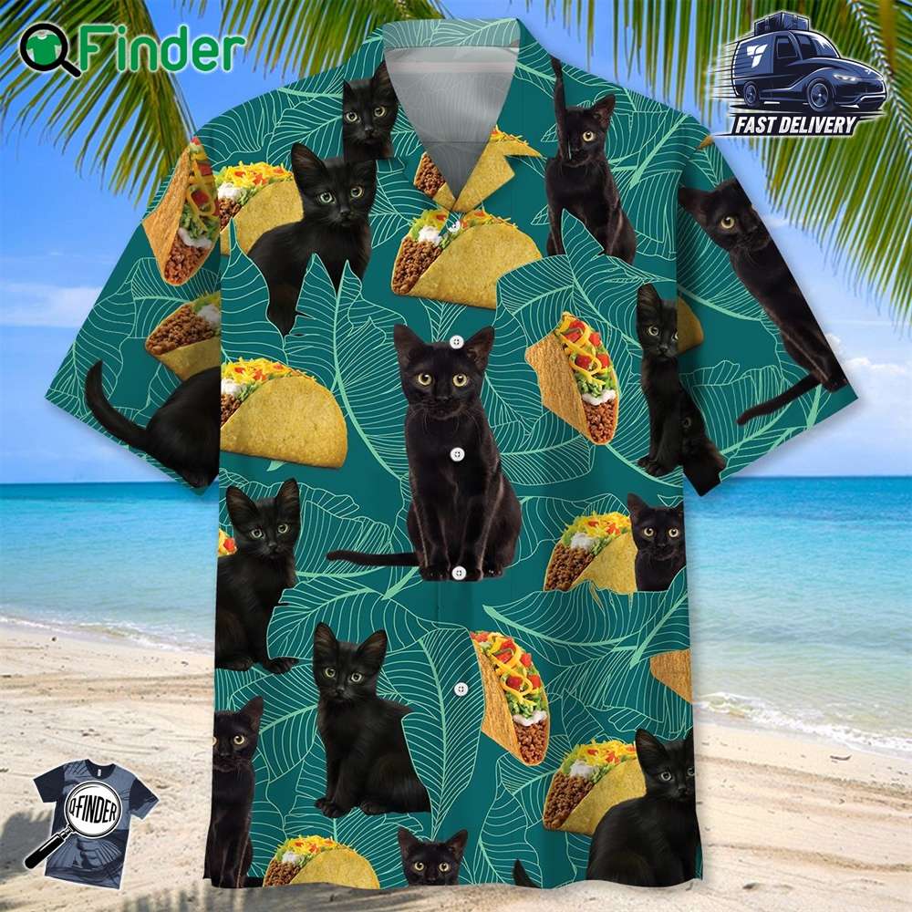 Black Cat Food Hawaiian Shirt Black Cat Food Hawaiian Shirt