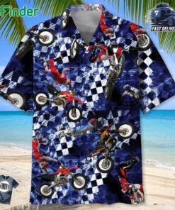 Blue Racing Dirt Bike Hawaiian Shirt