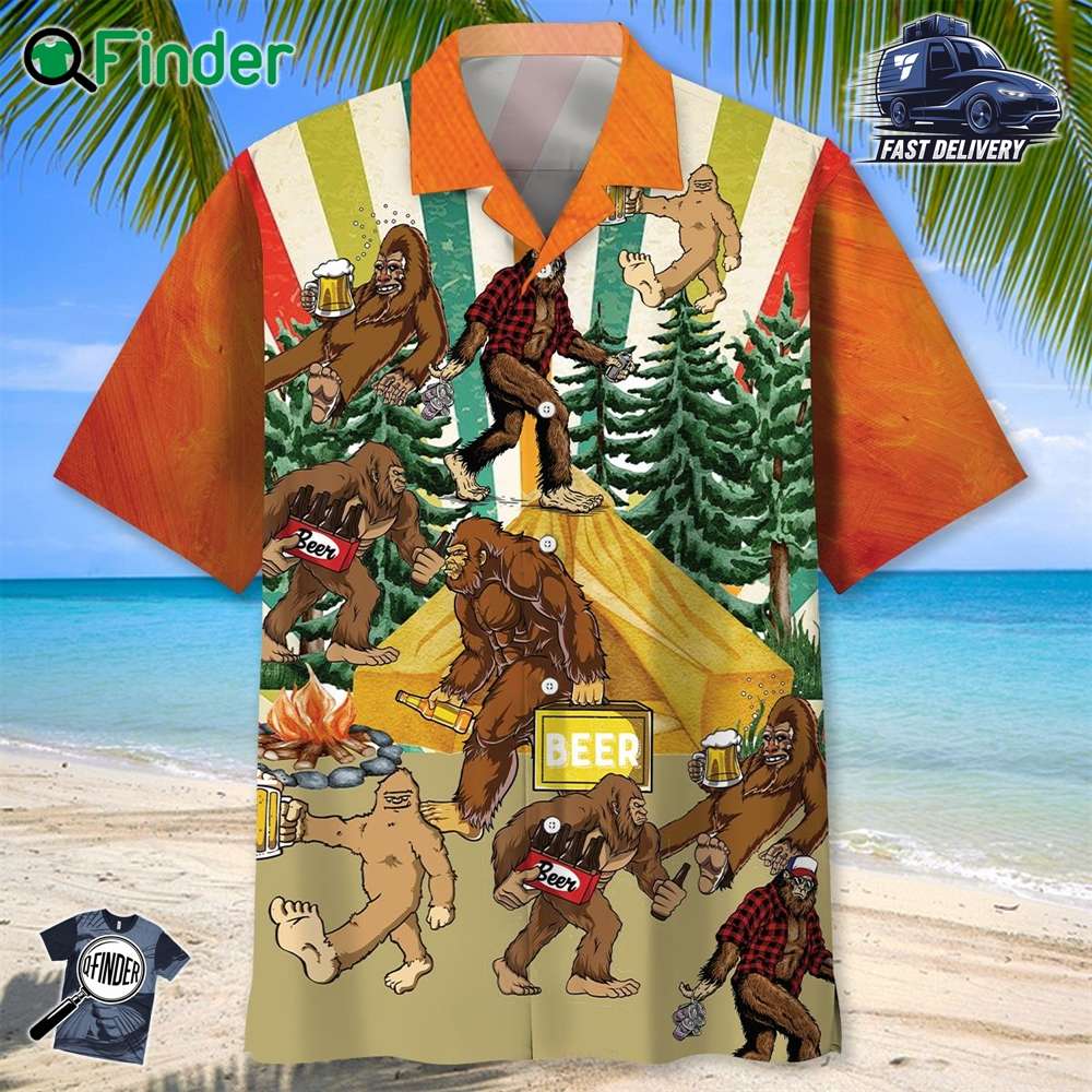 Let's Go Camping Bigfoot Beer Hawaiian Shirt Let's Go Camping Bigfoot Beer Hawaiian Shirt