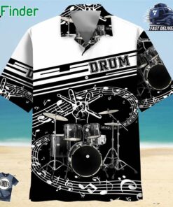 Drum Black And White Unisex Hawaiian Shirt