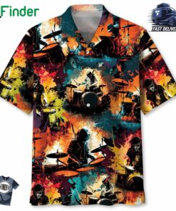 Drum Watercolor Hawaiian Shirt Men
