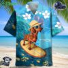 Funny Dachshund Surfing Hibiscus Hawaiian Shirt