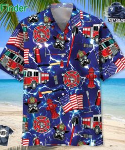 Funny Firefighter Blue Hawaiian Shirt