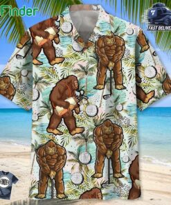 Funny Bigfoot Golf Player Hawaiian Shirt