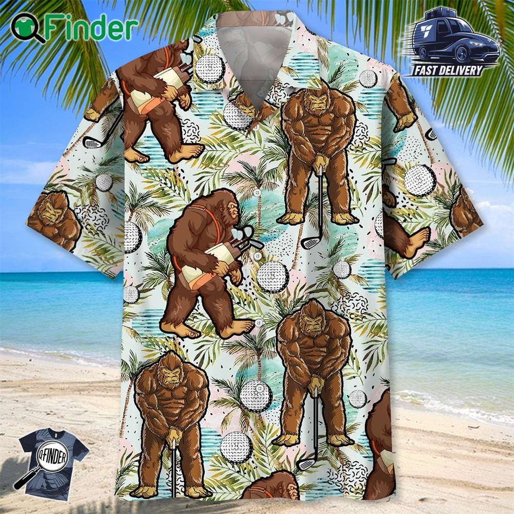 Funny Bigfoot Golf Player Hawaiian Shirt Funny Bigfoot Golf Player Hawaiian Shirt