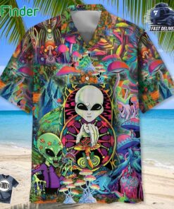 Hippie Alien Mushroom Hawaiian Shirt