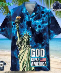 God Bless America Skull Hawaiian Shirt