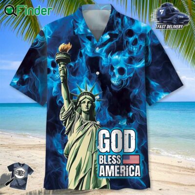 God Bless America Skull Hawaiian Shirt