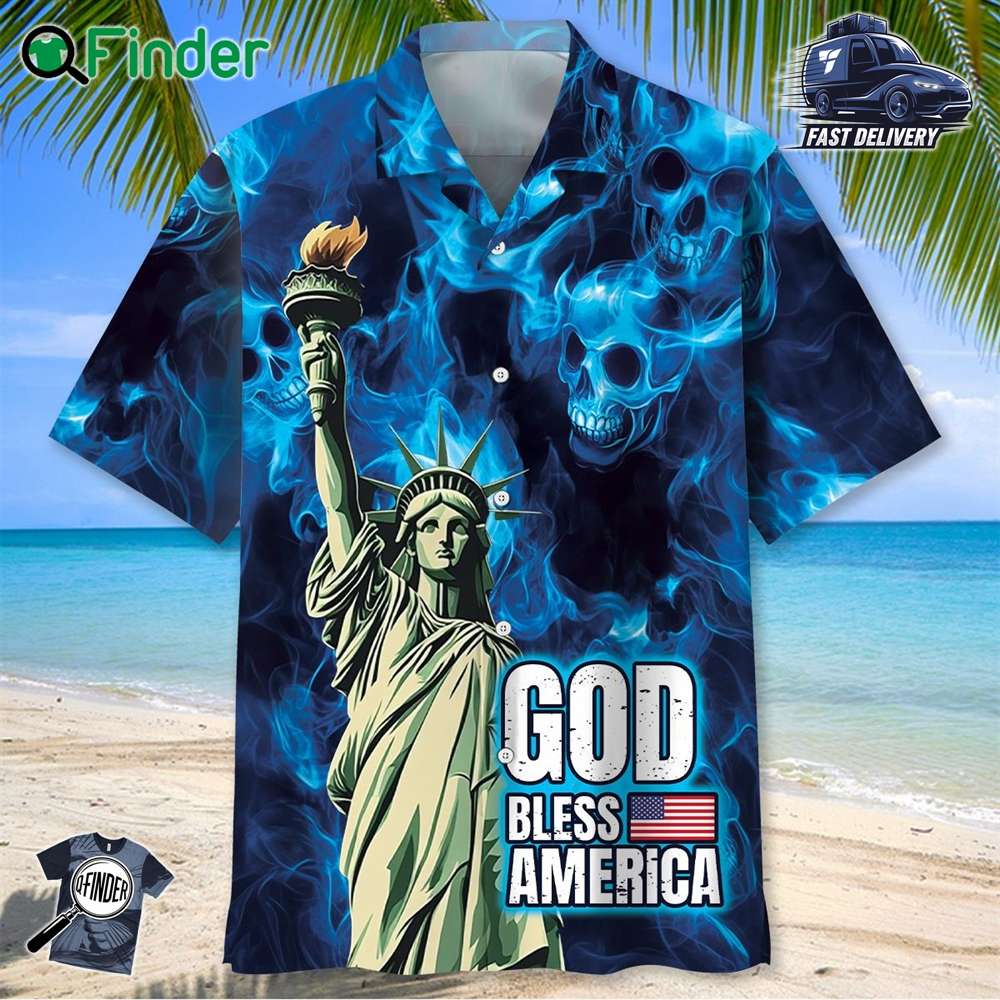 God Bless America Skull Hawaiian Shirt God Bless America Skull Hawaiian Shirt