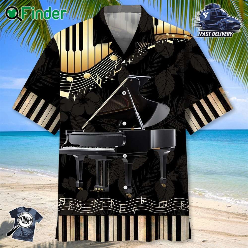 Grand Black Piano Hawaiian Shirt Grand Black Piano Hawaiian Shirt