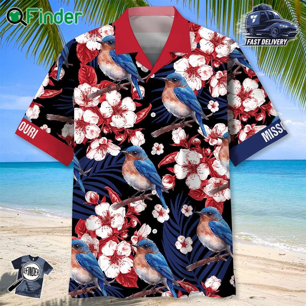 Missouri State Eastern Bluebird Black Hawaiian Shirt Missouri State Eastern Bluebird Black Hawaiian Shirt