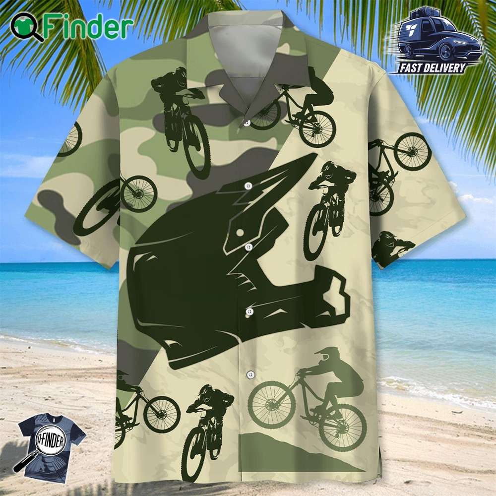 Mountain Bike Helmet Camo Hawaiian Shirt Mountain Bike Helmet Camo Hawaiian Shirt