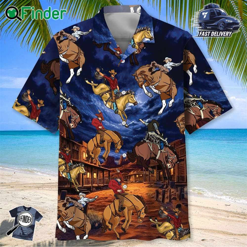 Vintage Wild West Night Cowboy Rodeo Show Hawaiian Shirt Vintage Wild West Night Cowboy Rodeo Show Hawaiian Shirt