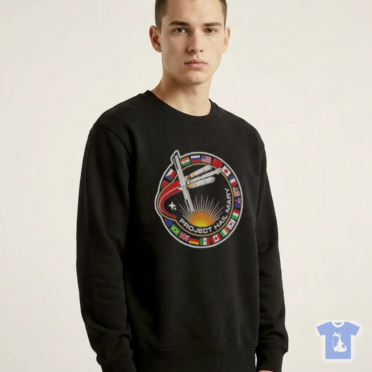 Project Hail Mary Spaceship With Nation Flags Mission Patch Shirt Project Hail Mary Spaceship With Nation Flags Mission Patch Shirt
