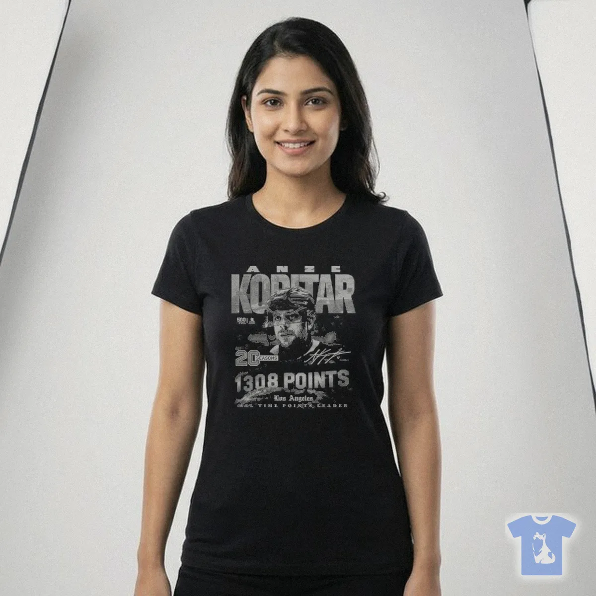 Anze Kopitar Los Angeles All Time Points Leader WHT Shirt Anze Kopitar Los Angeles All Time Points Leader WHT Shirt