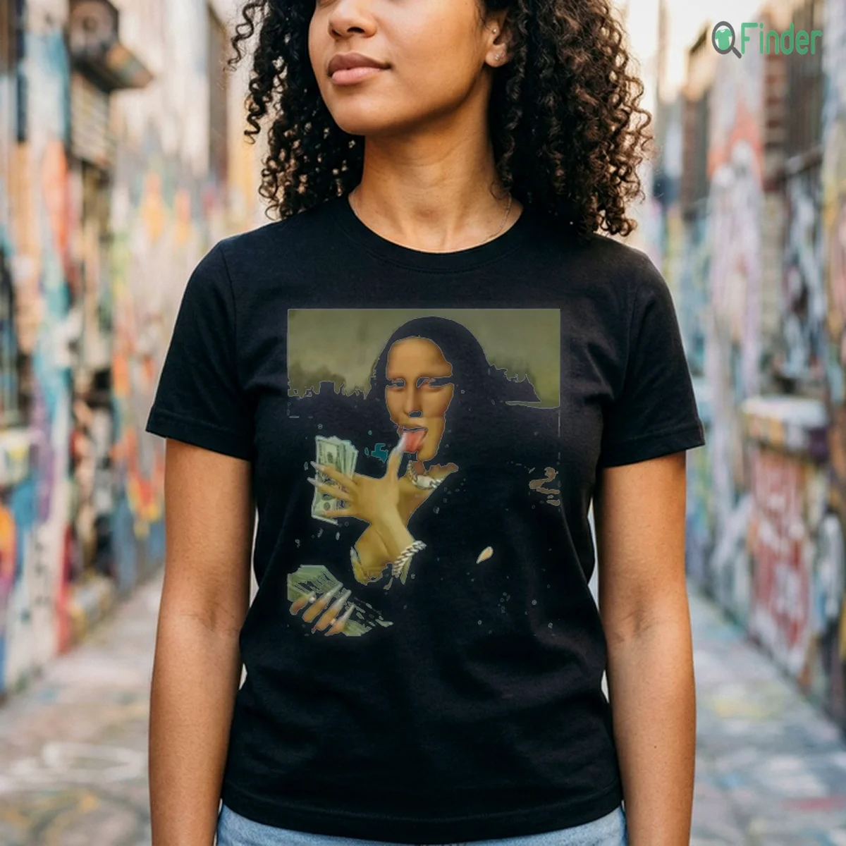 Mona Lisa Money Bills Graphic Shirt Mona Lisa Money Bills Graphic Shirt