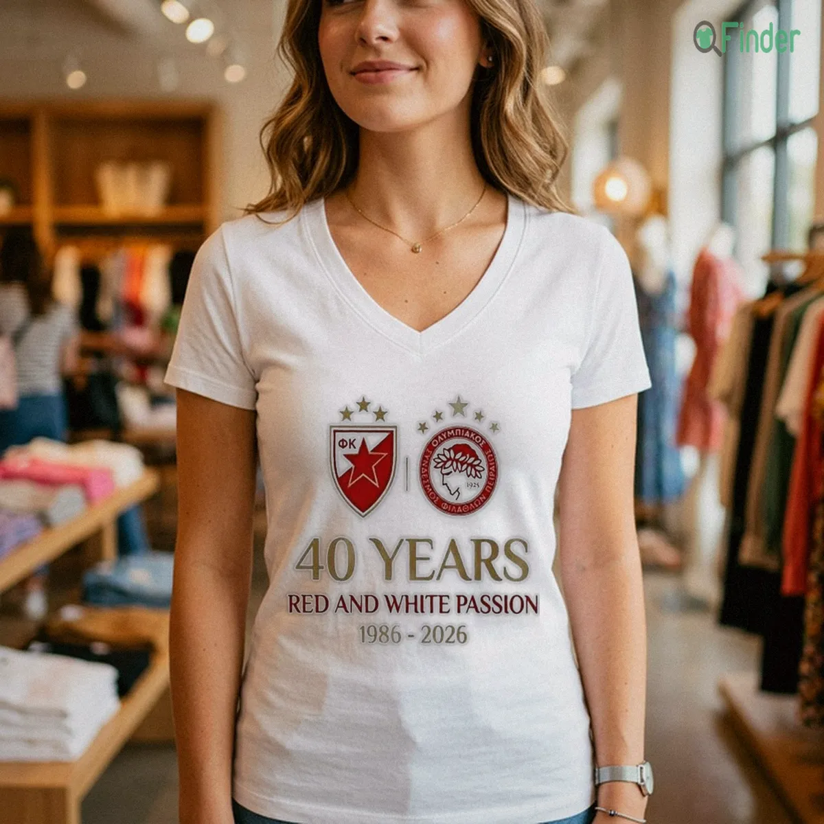 Olympiacos FC 40 Years Of Red & White Passion Anniversary Shirt Olympiacos FC 40 Years Of Red & White Passion Anniversary Shirt