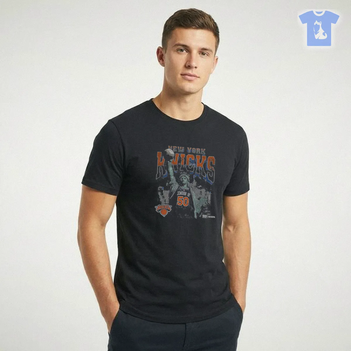 Trey Jemison III New York Knicks Statue Of Liberty WHT T Shirt Trey Jemison III New York Knicks Statue Of Liberty WHT T-Shirt