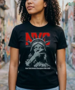 New York Knicks Champions NBA 2026 Statue Of Liberty Three Finger Celebration NYC Graphic Shirt