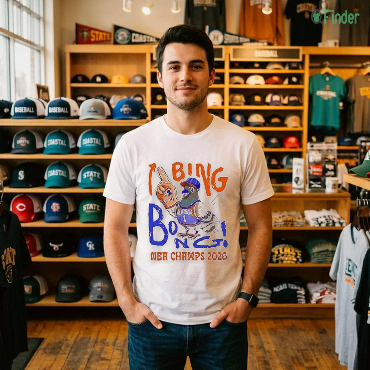 New York Pigeon Fan Bing Bong Nba Champs 2026 White Shirt New York Pigeon Fan Bing Bong Nba Champs 2026 White Shirt
