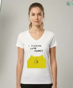 I Fucking Love Honey Cute Yellow Bear Funny Meme Graphic Cartoon Shirt