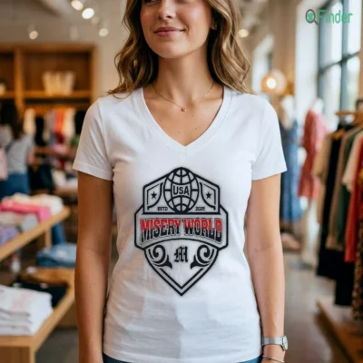 Misery World USA ESTD 2026 Shield Logo Athletic Global Tour Shirt