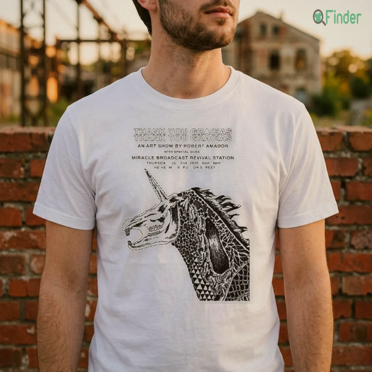 Thank You Gracias Robert Amador Art Show Unicorn Skeleton Graphic Shirt Thank You Gracias Robert Amador Art Show Unicorn Skeleton Graphic Shirt