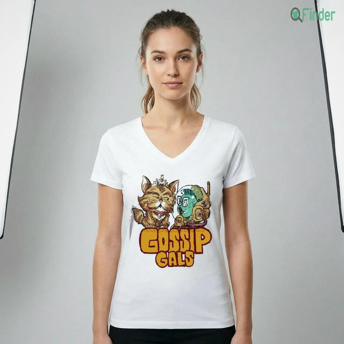 Gossip Gals Cute Royal Cat And Fish Astronaut Cartoon Illustration Graphic Shirt Gossip Gals Cute Royal Cat And Fish Astronaut Cartoon Illustration Graphic Shirt