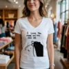 I Love You More Minimalist Polar Black Bear Hug Cute Quote White Cotton T Shirt