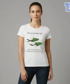 Funny Dr Seuss Parody One Blue Fish Two Green Fish Love Meme Yellow Graphic Shirt
