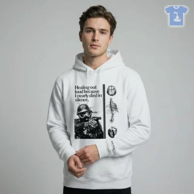 Healing Out Loud Because I Nearly Died In Silence Soldier Brain Anatomy Urban Streetwear Graphic Shirt