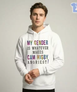 My Gender Is Whatever Makes Cam Higby Angriest! Rainbow Glitter Funny Meme T-Shirt