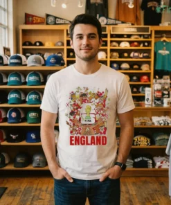 England World Cup FIFA Trophy Celebration Cartoon Fan Art Graphic Shirt