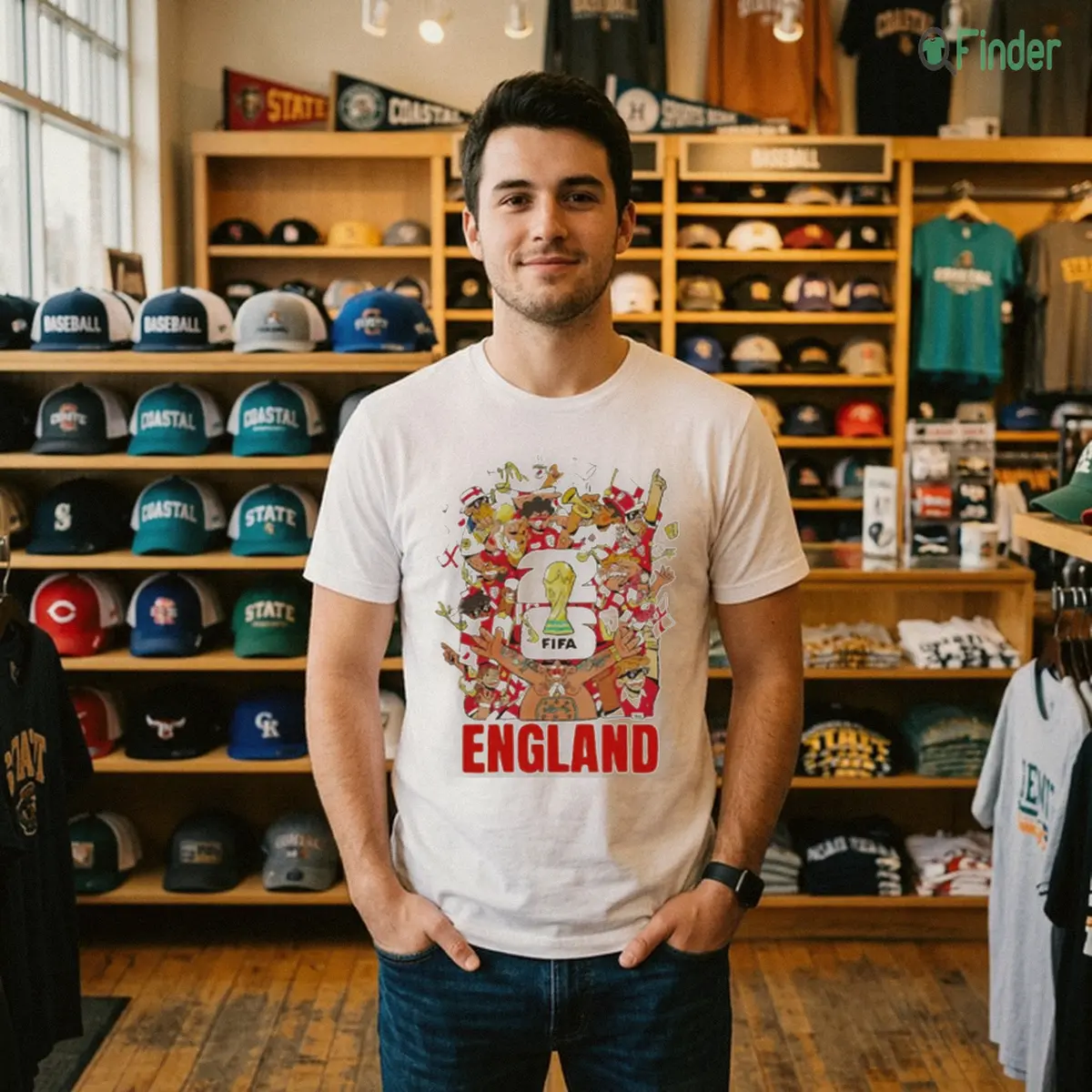 England World Cup FIFA Trophy Celebration Cartoon Fan Art Graphic Shirt England World Cup FIFA Trophy Celebration Cartoon Fan Art Graphic Shirt