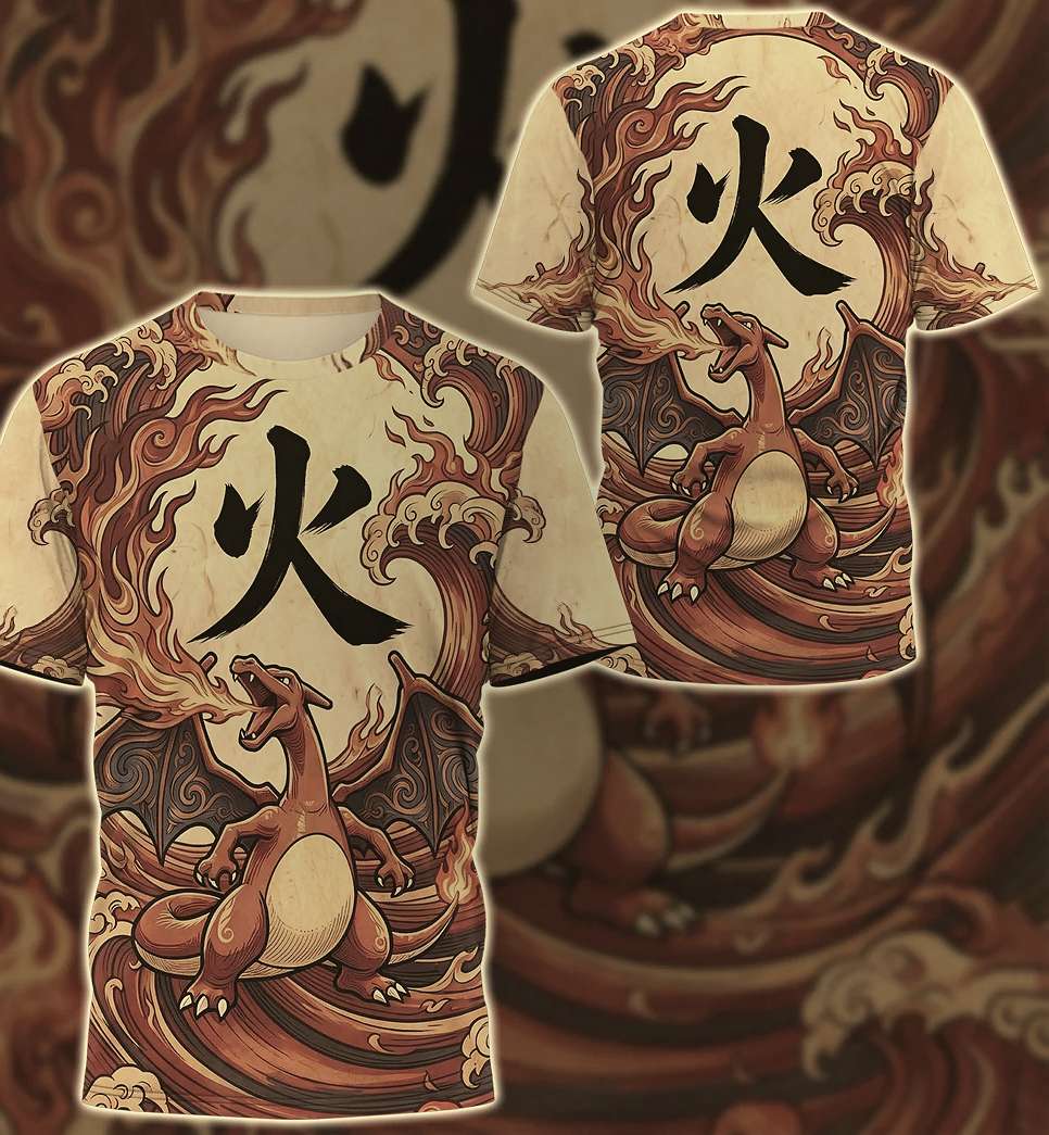 Anime PKM Charizard Japanese Kanji Aesthetic All Over Printed Sweatshirt Hoodie Anime PKM Charizard Japanese Kanji Aesthetic All Over Printed Sweatshirt Hoodie
