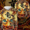 Anime PKM Dragonite Japanese Kanji Aesthetic All Over Printed Sweatshirt Hoodie