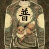 Anime PKM Eevee Japanese Kanji Aesthetic All Over Printed Sweatshirt Hoodie Zip