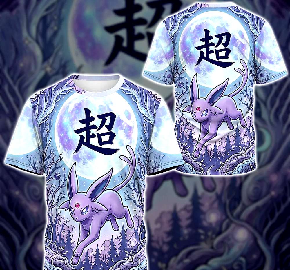 Anime PKM Espeon Japanese Kanji Aesthetic All Over Printed Sweatshirt Hoodie Anime PKM Espeon Japanese Kanji Aesthetic All Over Printed Sweatshirt Hoodie