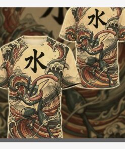 Anime PKM Greninja Japanese Kanji Aesthetic All Over Printed Sweatshirt Hoodie