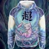 Anime PKM Mew Japanese Kanji Aesthetic All Over Printed Sweatshirt Hoodie Zip