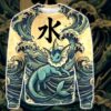 Anime PKM Vaporeon Japanese Kanji Aesthetic All Over Printed Sweatshirt Hoodie