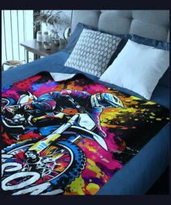 racing motorcycle splatter painting style customized blanket personalized 3