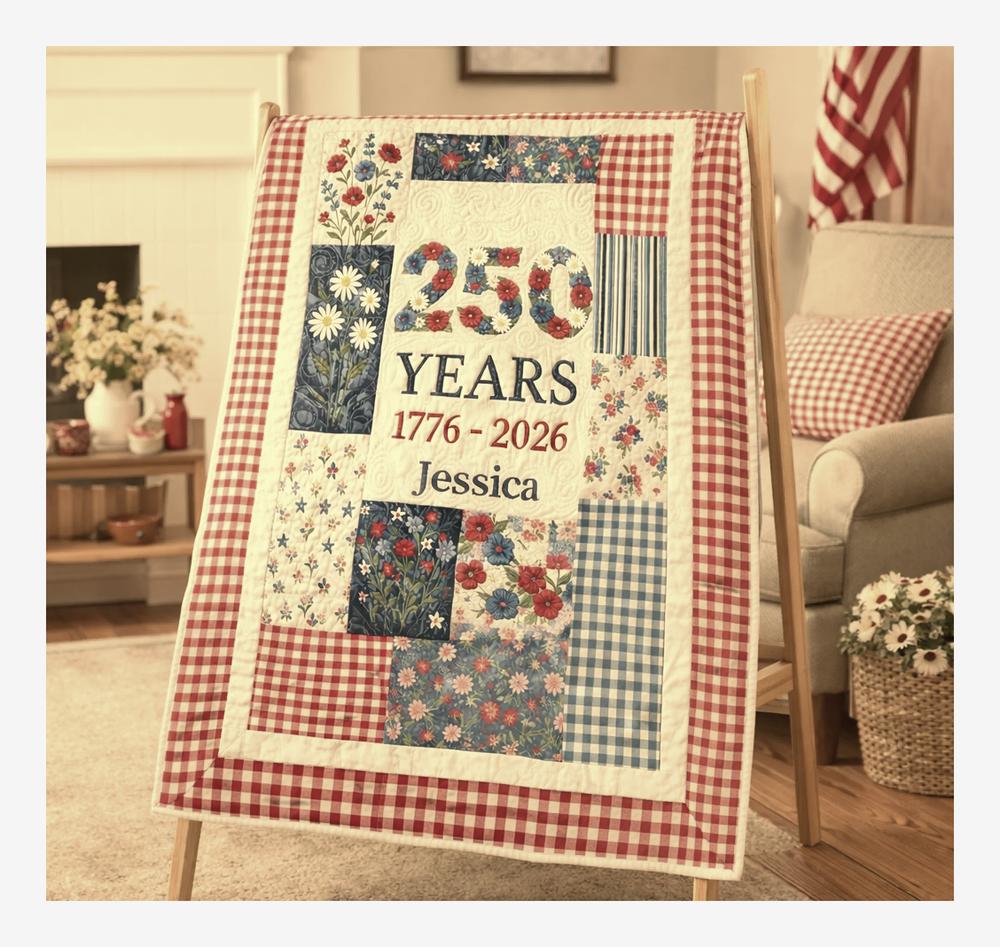 Rustic Celebration Quilted Printed Blanket - Personalized Name - Gift For - Design Preview