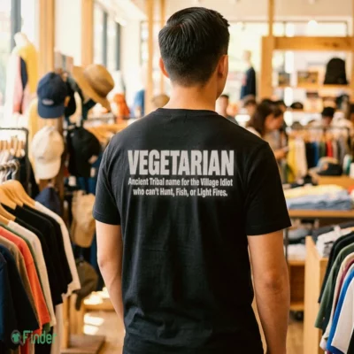 vegetarian ancient tribal name for the village idiot who can t shirt 1