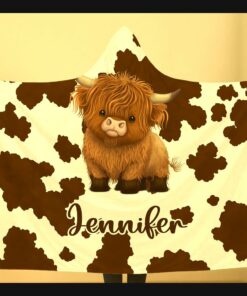 who loves highland cows personalized name highland cows hooded blanket gift 1