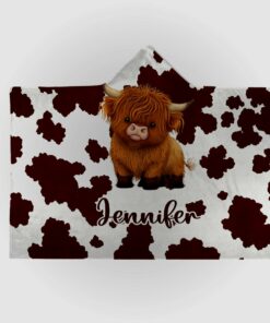 who loves highland cows personalized name highland cows hooded blanket gift 2
