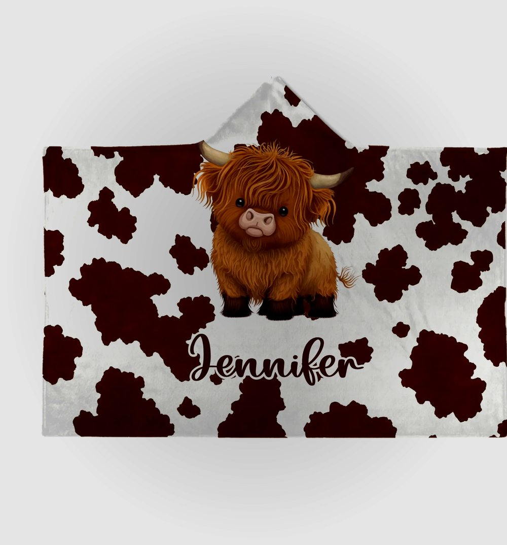 Who Loves Highland Cows - Personalized Name Highland Cows Hooded Blanket - Gift - Design Preview